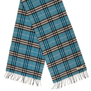 BURBERRY BLUE FRINGE SCARF